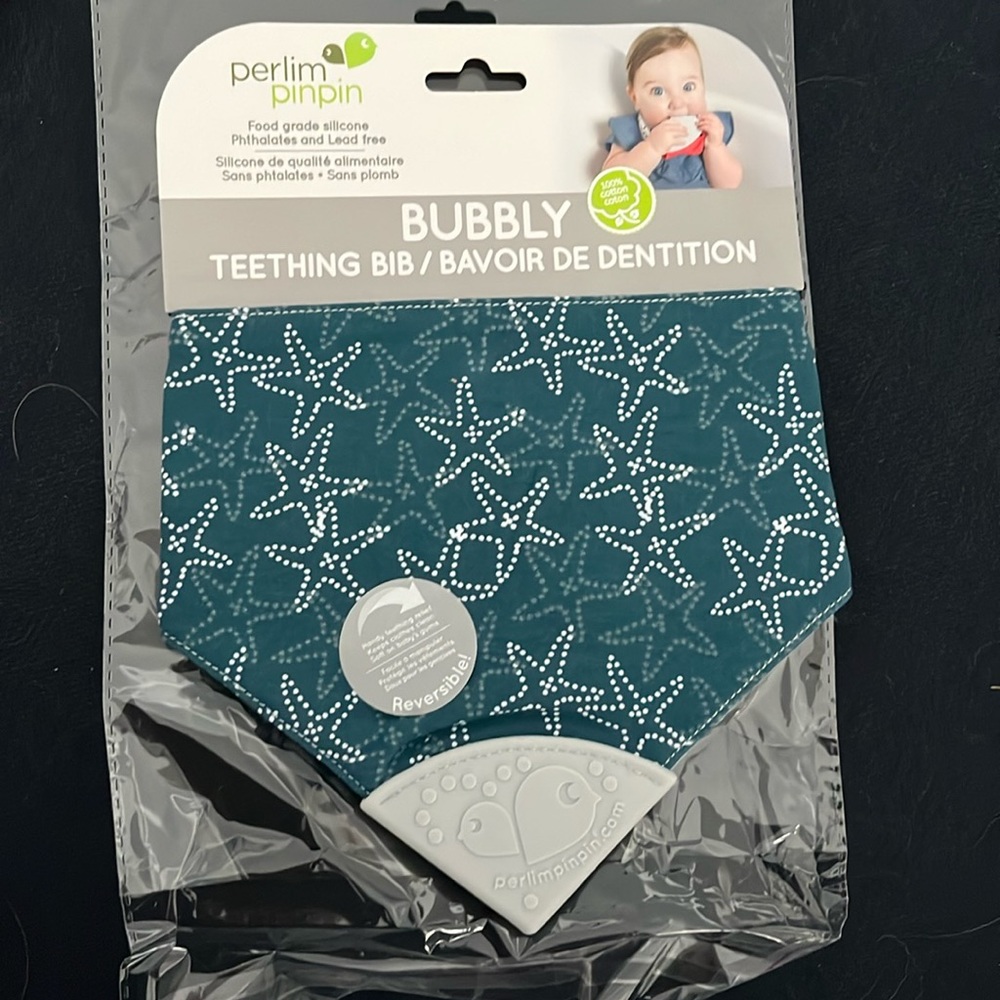 Cotton teething bib food grade silicone teether